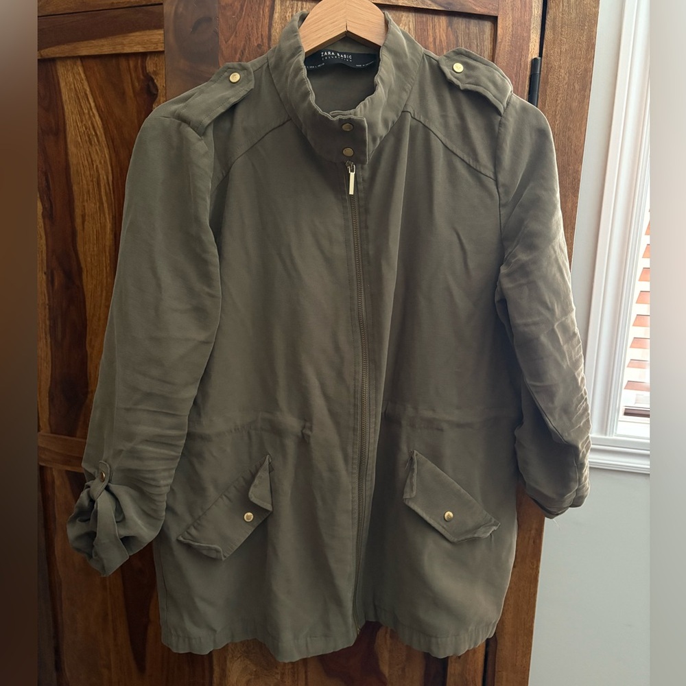 Army green zip up jacket